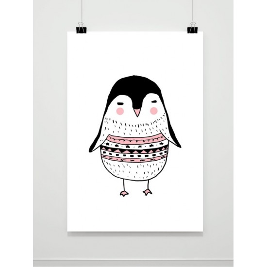 Detský maľovaný plagát s tučniačikom