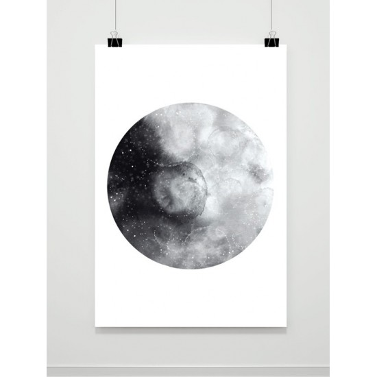 Biely plagát na stenu s motívom Mesiaca