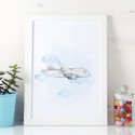 Detský plagát na stenu so sivým lietadlom