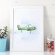 Plagát na stenu s motívom zeleného lietadla