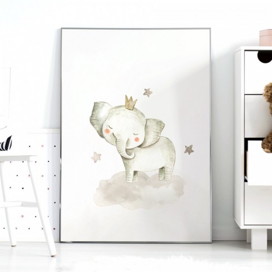 Detský plagátik na stenu so sloníkom a hviezdičkami