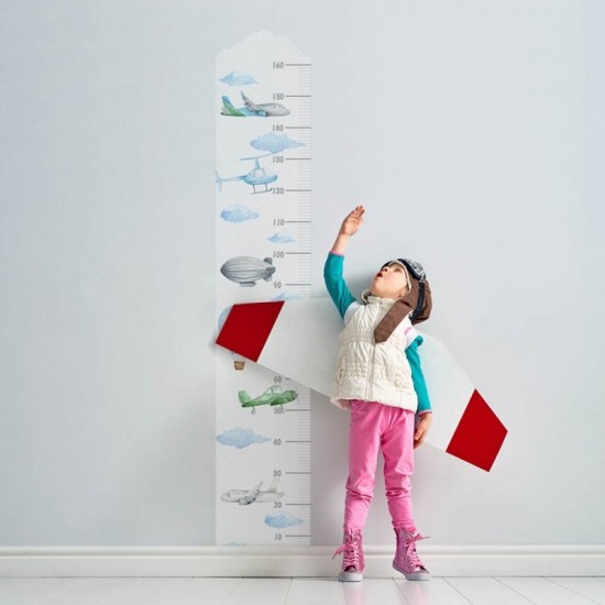 Detská nálepka na meranie výšky - vzor lietajúce dopravné prostriedky