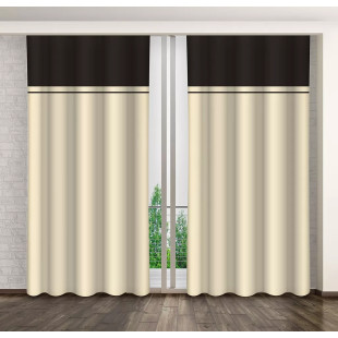 Dvojfarebný béžovo-hnedý záves na háčiky