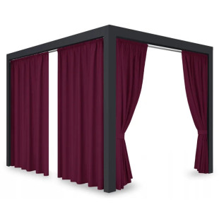 Záves so zavesením na tunel nepremokavý na terasu/altánok v bordovej farbe so stuhou na uviazanie