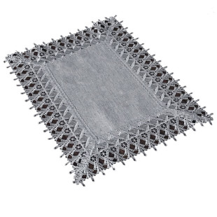 Obrúsok sivý dekoračný s krajkovým lemom