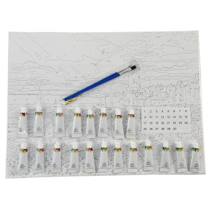 MALOWANIE PO NUMERACH OBRAZ Z RAMĄ DIY ZESTAW PĘDZLE FARBY PŁÓTNO 40x50