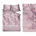 Ružová posteľná obliečka z bavlneného saténu s exotickým vzorom