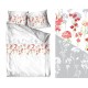 Bielo-sivá posteľná obliečka z bavlneného saténu s ružičkami