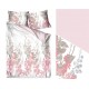 Bielo-ružová posteľná obliečka z bavlneného saténu s kvetinovým vzorom