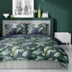 Bavlnené sivé posteľné obliečky so zelenými listami