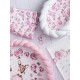 Bielo ružový kokón pre bábätko s motívom srnky a kvetiniek