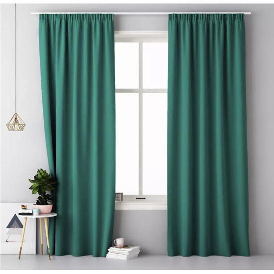 Tmavozelený jednofarebný záves AURA s riasiacou páskou