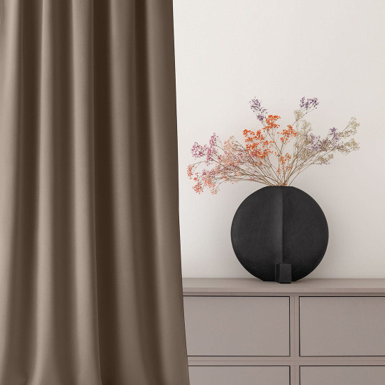 Vonkajší záves na terasu/altánok tmavohnedý AURA s riasiacou páskou