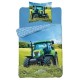 Modro zelené detské posteľné obliečky s motívom traktora
