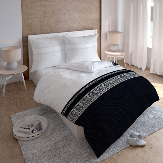 Bavlnené obojstranné posteľné obliečky v čierno bielej farbe so vzorom