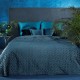 Prešívaný tmavomodrý dekoračný prehoz na posteľ so striebornou niťou