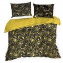 Čierno-žlté posteľné obliečky s motívom havajských ruží