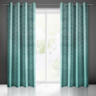 Tyrkysový zamatový záves so zavesením na kruhy