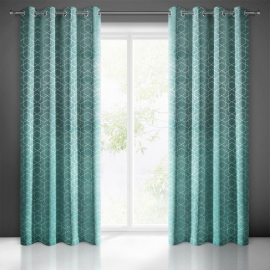Tyrkysový zamatový záves so zavesením na kruhy