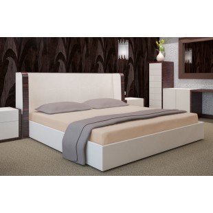 Posteľná plachta béžová zo saténovej bavlny bez napínacej gumičky