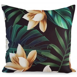 Zelená obliečka na dekoračný vankúš s kvetinovým vzorom