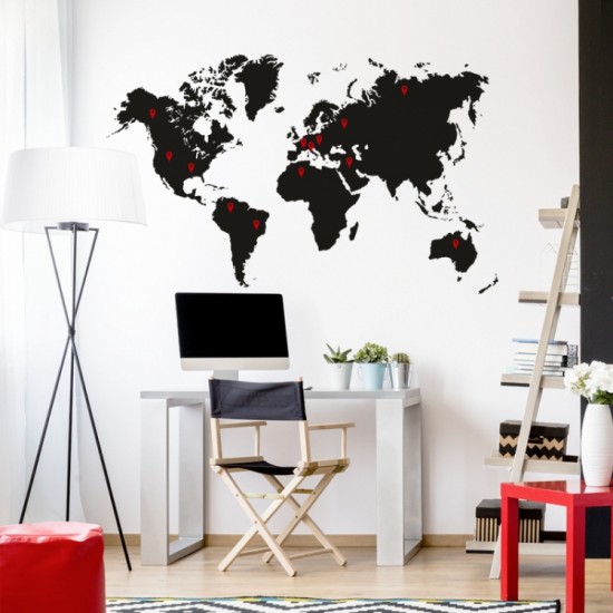 Nálepka na stenu s motívom mapy sveta