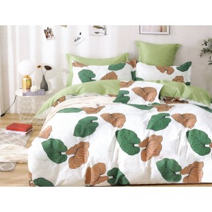 Biela posteľná obliečka zo saténovej bavlny s rastlinným vzorom