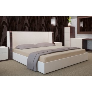 Béžová bavlnená posteľná plachta s napínacou gumičkou