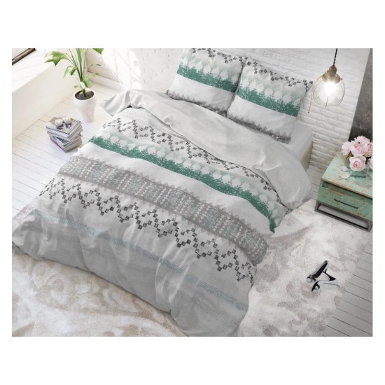 Sivá posteľná obliečka zo syntetickej bavlny so vzorom