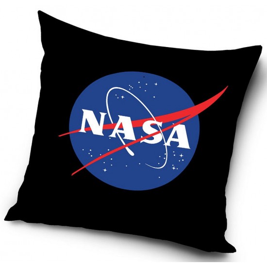 Čierna dekoračný obliečka na vankúš s nápisom NASA