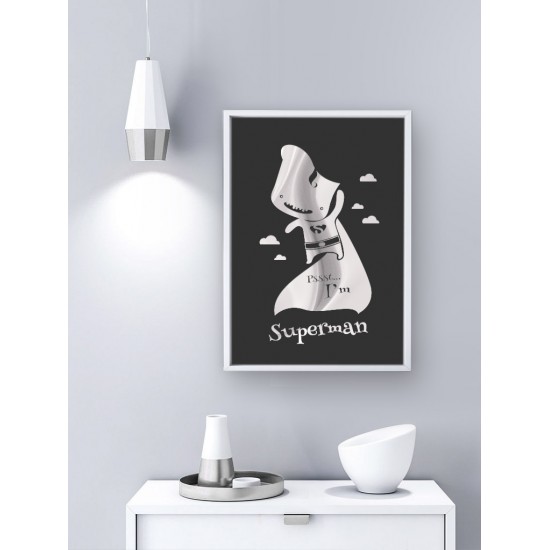 Strieborno čierny lesklý plagát Superman