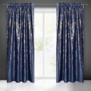 Modro-zlatý zamatový záves s riasiacou páskou