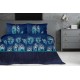 Exkluzívna modrá posteľná obliečka z bavlneného saténu s motívom pávich pierok