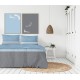 Exkluzívna sivo-modrá posteľná obliečka z bavlneného saténu s pásikmi