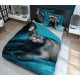 Tyrkysová bavlnená posteľná obliečka s motívom psíka