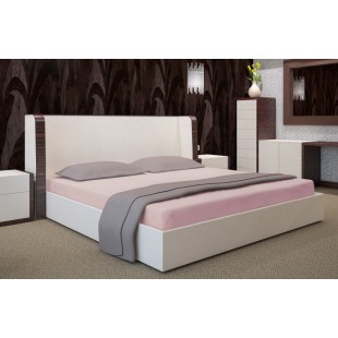 Púdrovoružové posteľné prestieradlo z bavlneného saténu bez gumičky