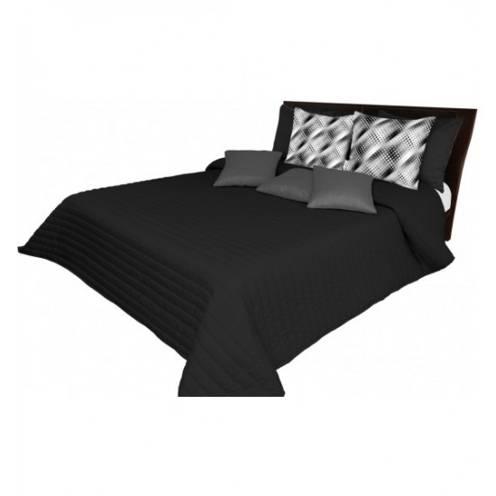 Prešívaný čierny jednofarebný prehoz na posteľ