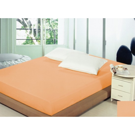 Oranžové bavlnené prestieradlo na posteľ s gumičkou