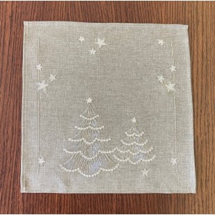 Obrúsok sivý s vianočnými stromčekmi