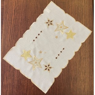 Obrúsok krémový so zlatými hviezdičkami