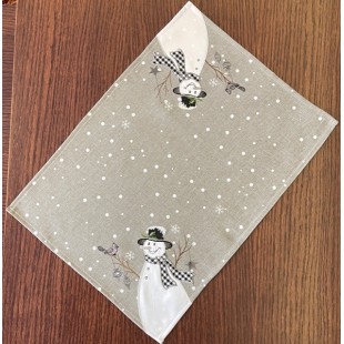 Obrúsok dekoračný sivý so snehuliakmi
