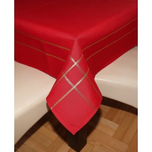 Obrus na stôl červený s jemným zlatým zdobením