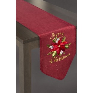Behúň na stôl červený s nápisom Merry Christmas
