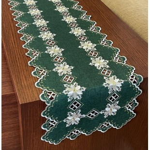 Behúň v zelenej farbe s vianočnými kvetmi