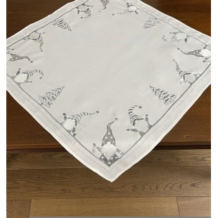 Dekoračný obrus v sivej farbe so škriatkami