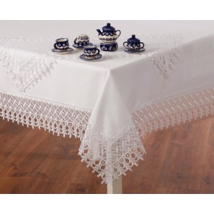 Obrus na stôl biely s ozdobným okrajom