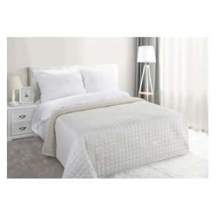 Béžový elegantný prehoz na posteľ so striebornými trblietkami