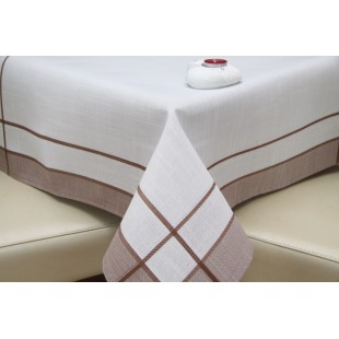 Obrus na stôl bielo-hnedý s jemným vzorom