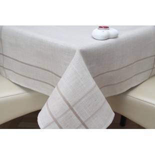 Obrus v prírodnej farbe s béžovými pásikmi