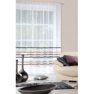 Záclona krémová s hnedými pásikmi